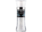 Persian blue salt grinder with a black label and blue decorative details.