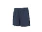 Navy blue sports shorts with an elastic waistband and drawstring.
