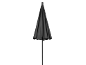 Folded black patio or garden umbrella.