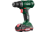 Green cordless drill with black and red accents.