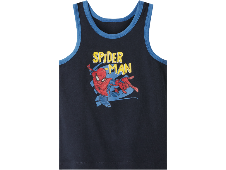 Dark blue children's tank top with a Spider-Man print.
