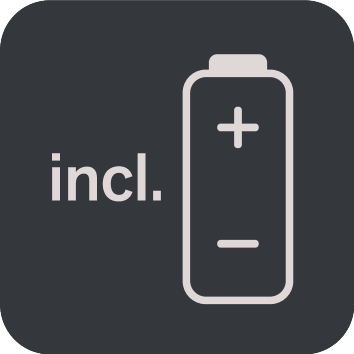 Image with the text 'incl.' and a battery symbol.