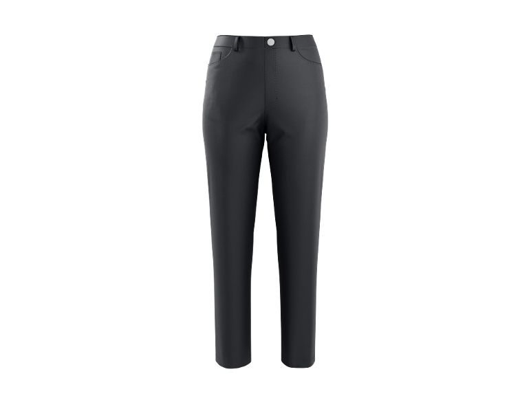Dark grey women's trousers with a high waist and straight legs.