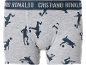 Grey men's boxers with footballer print and text on the waistband.