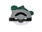 Green and grey pizza cutter designed like a circular saw, with text 'EST.1996'.