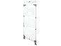 Foldable vertical clothes drying rack with wheels, white and grey.