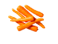 A pile of fresh, orange carrots on a black background.