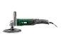 Electric polisher with a side handle and a white polishing pad.