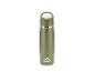 Olive green thermos bottle with a carrying handle and a silver-colored detail.