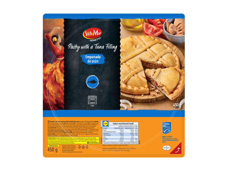 Tuna empanada with a tuna filling, tomatoes, and olive oil, Iberian style.