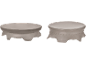 Two gray bottle caps with crimped edges.