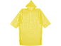 Yellow disposable rain poncho with a hood
