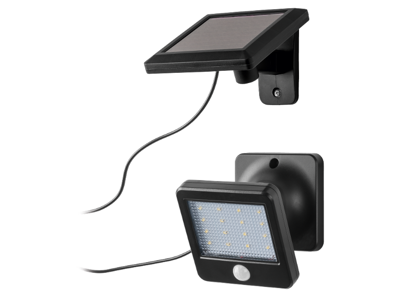 Solar LED light with motion sensor and separate solar panel