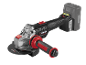 A cordless angle grinder with a cutting disc and a side handle.