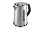 Stainless steel electric kettle with water level indicator and black handle