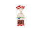 Packaging of caramelized almonds, decorated with red flowers and a wood grain pattern