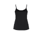 Black women's camisole with thin straps, back view.