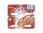 Chocolate cream dessert in a four-pack, with nutritional and storage information.