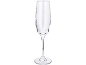 Empty, transparent wine glass on a black background.