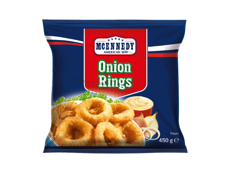 Frozen onion rings with sauce and fresh onion, 450 g.