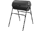 Black garden compost bin with stand and handle
