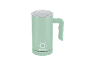 Light green milk frother with a transparent lid and control buttons.