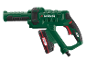 Green cordless pressure washer gun with a red and black battery.