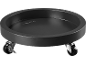 Black round plant caddy with wheels