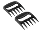 Two black meat claws for shredding and handling cooked meat.