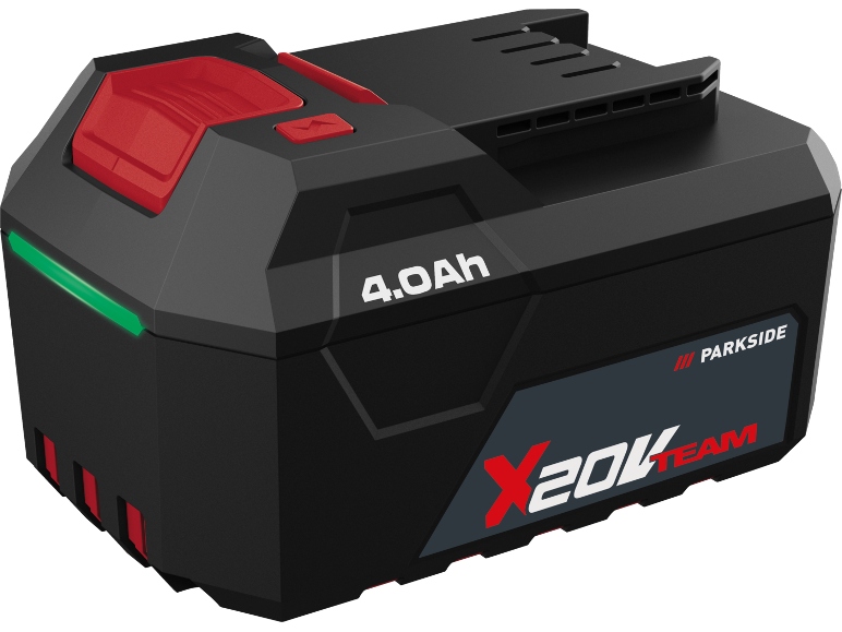 Tool battery 4.0 Ah, black with red and green accents, X 20V TEAM lettering