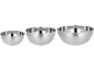 Three stainless steel mixing bowls of varying sizes.