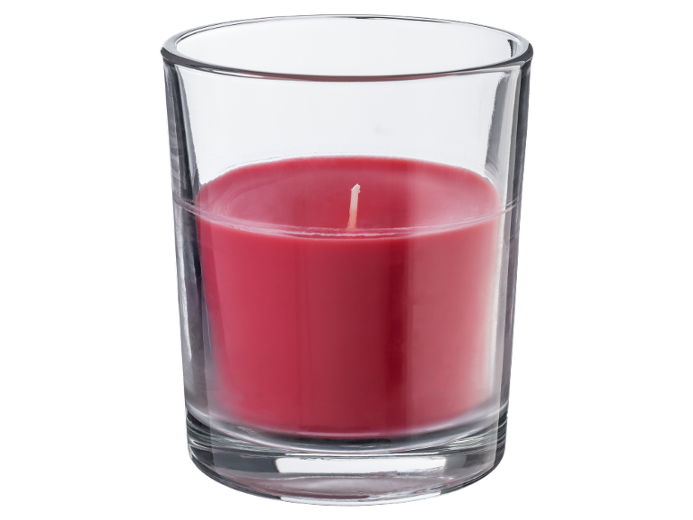 Red candle in a glass.