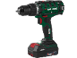 Green and black cordless drill with a 2.0Ah battery and LED light.