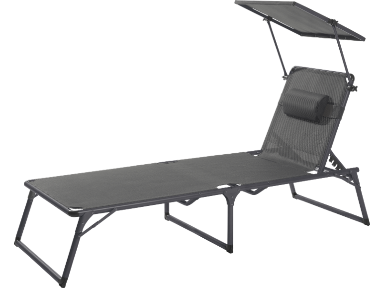 Sun lounger with sunshade and head pillow