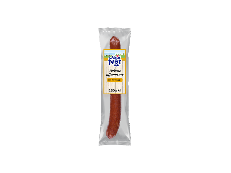 Alpenfeststyle smoked sausage with cheese, 250g.