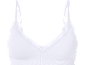 White ribbed non-wired bra with lace details.