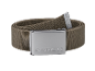 Khaki fabric belt with a silver buckle and the text 'PARKSIDE'.