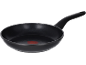 Black non-stick frying pan with a handle, featuring a red heat indicator in the center.