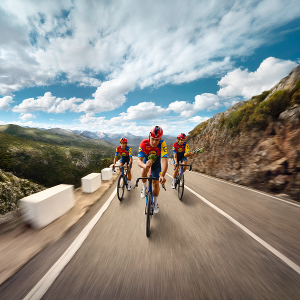 Cyclists on a mountain road.