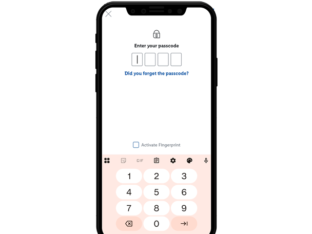 A smartphone displaying a passcode entry screen with a numeric keypad.