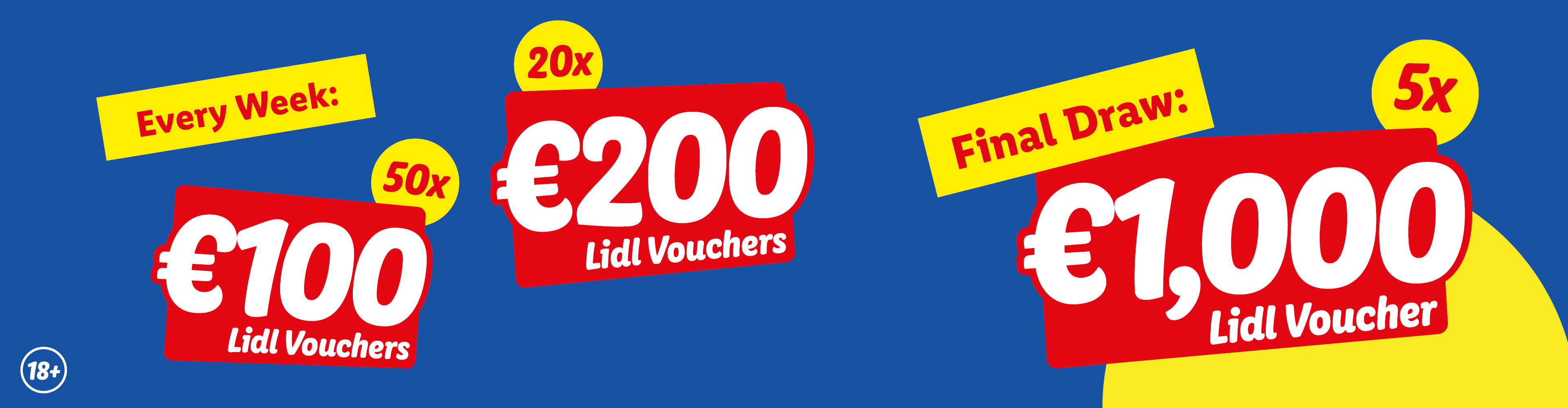 Lidl Vouchers promotion: €100, €200 weekly, and €1,000 in a final draw.