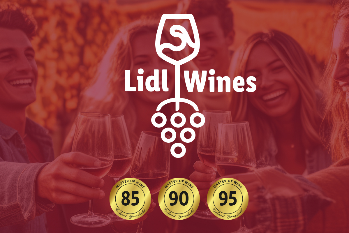 Lidl Wines: friends toasting, high ratings.