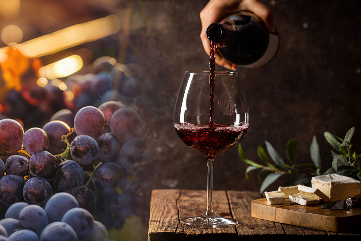 Red wine and cheese.