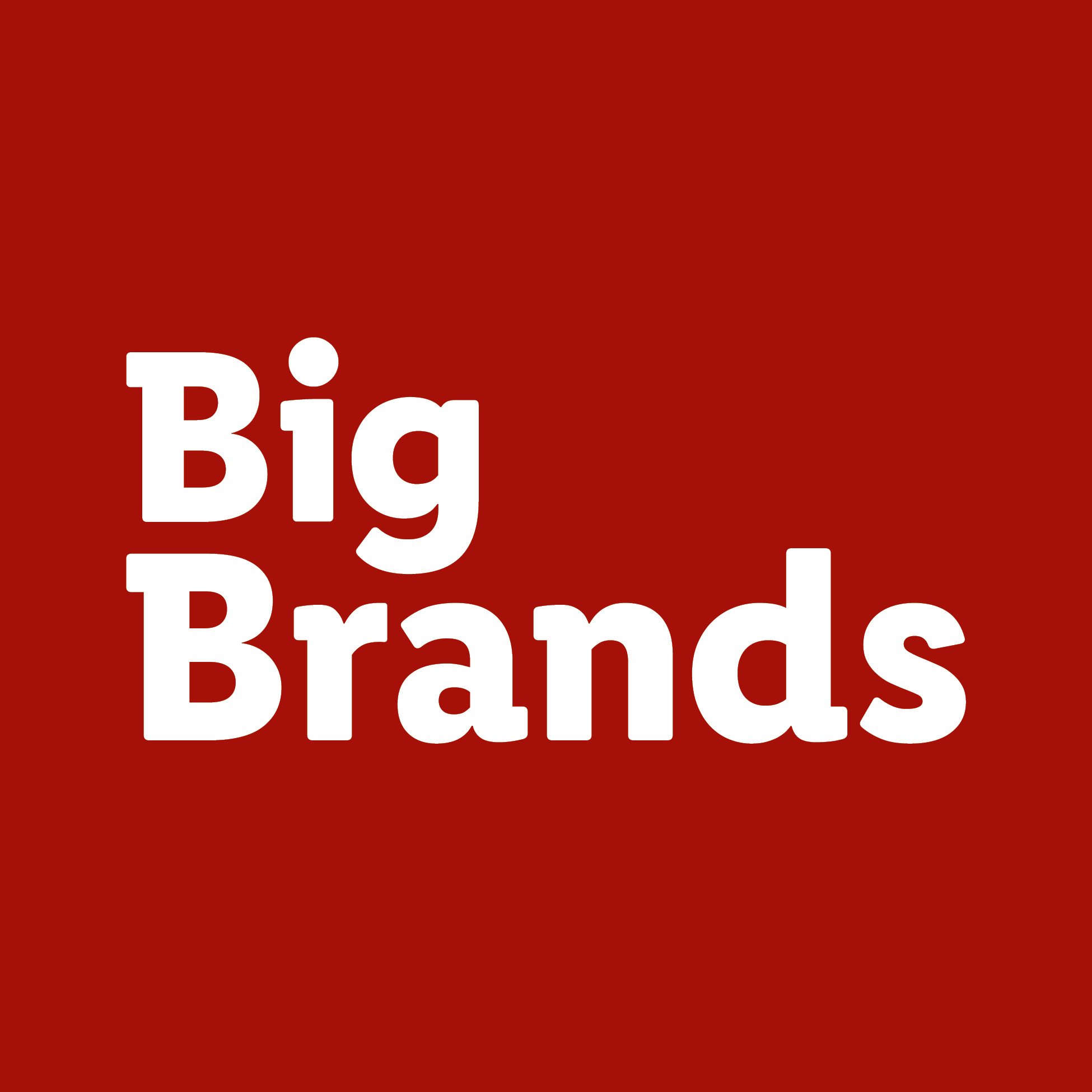 White text 'Big Brands' on a solid red background.