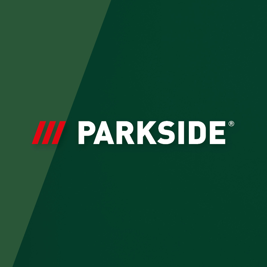 White text on a dark green background with a red striped logo.
