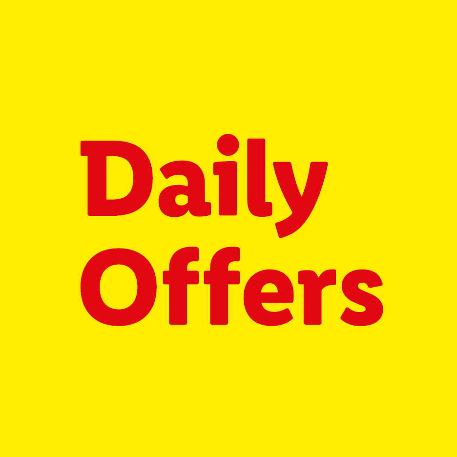 Red text on a yellow background reads 'Daily Offers'.