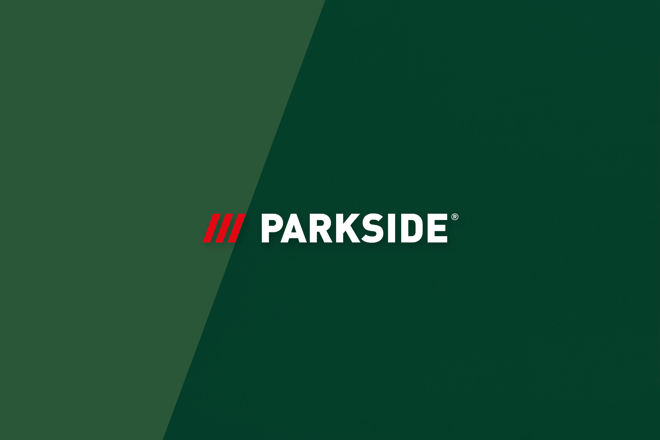 Green background with a diagonal split, featuring the word 'PARKSIDE' in white with red stripes.