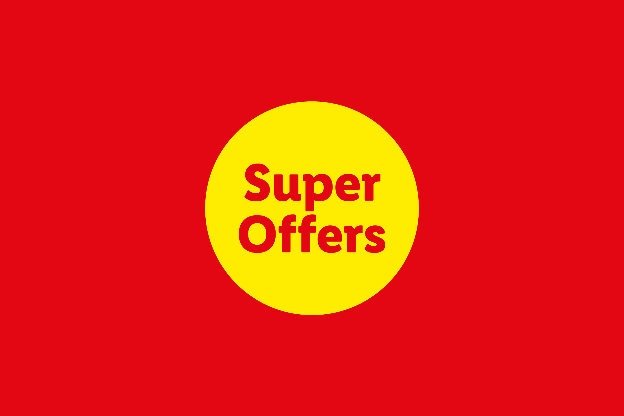 Red banner with a yellow circle on the right containing the text 'Super Offers'.