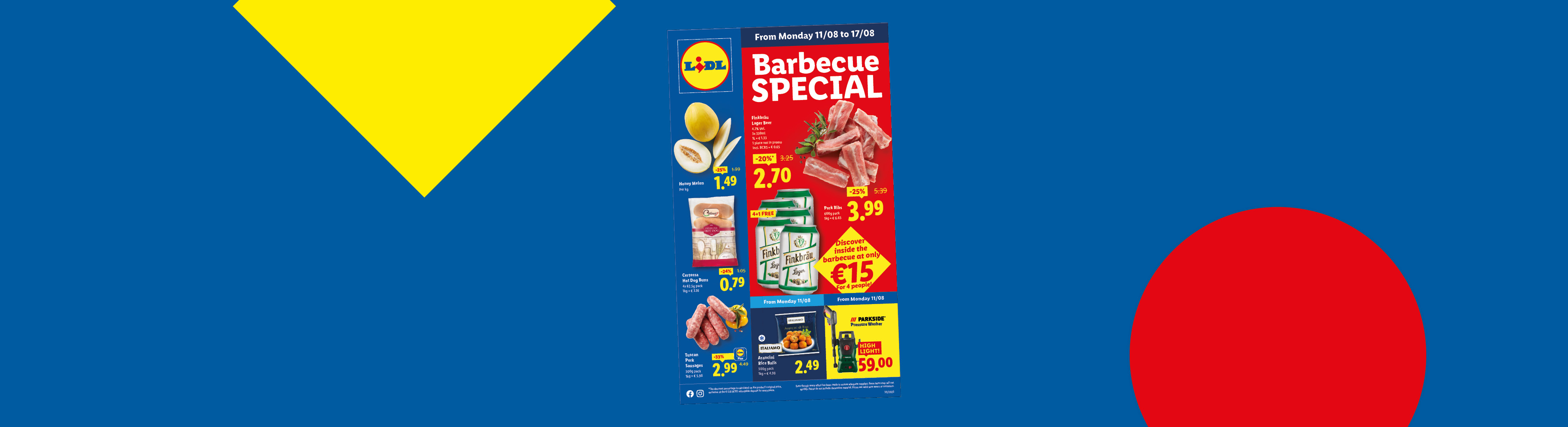 Lidl leaflet with offers valid from 11/08, on a blue background