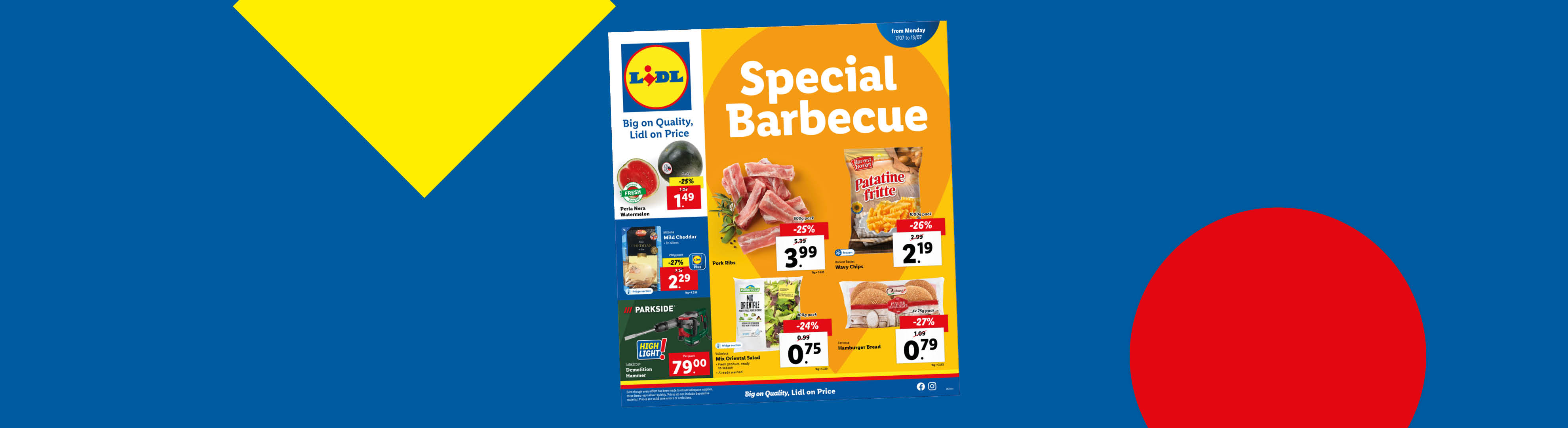 Lidl's Special Barbecue flyer on a blue background.